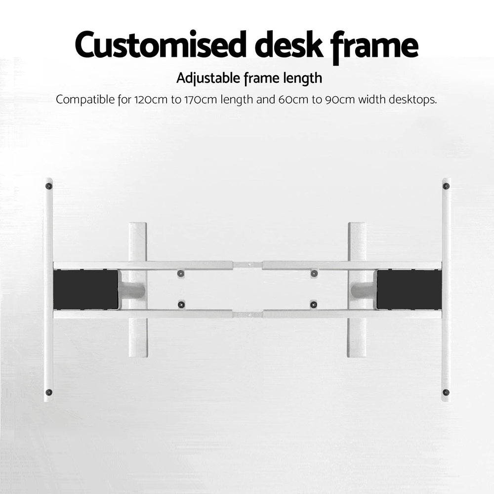 Dual Motor Adjustable Standing Desk Frame 125KG Load White