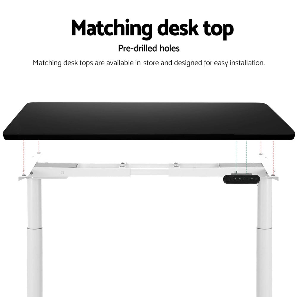 Dual Motor Adjustable Standing Desk Frame 125KG Load White