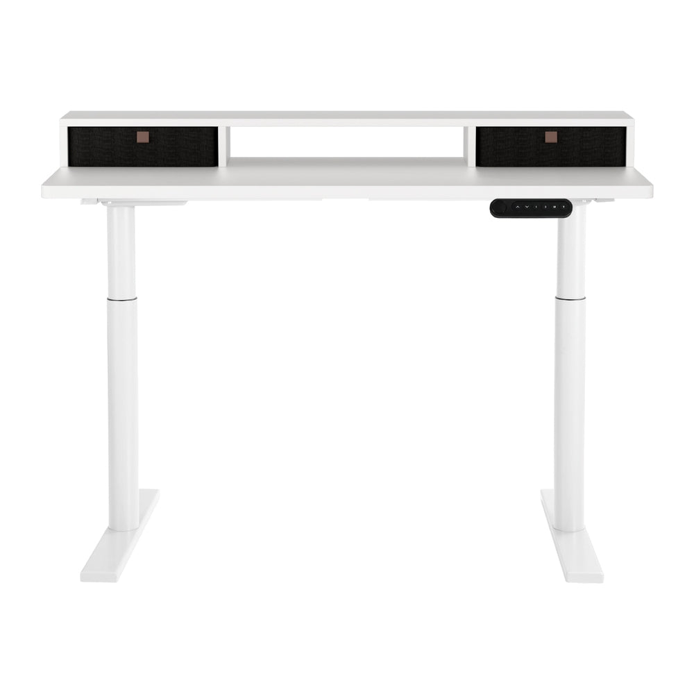 Artiss 120cm Electric Standing Desk White Storage Shelf Drawers