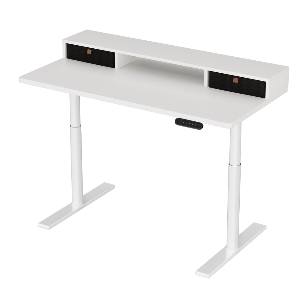 Artiss 120cm Electric Standing Desk White Storage Shelf Drawers