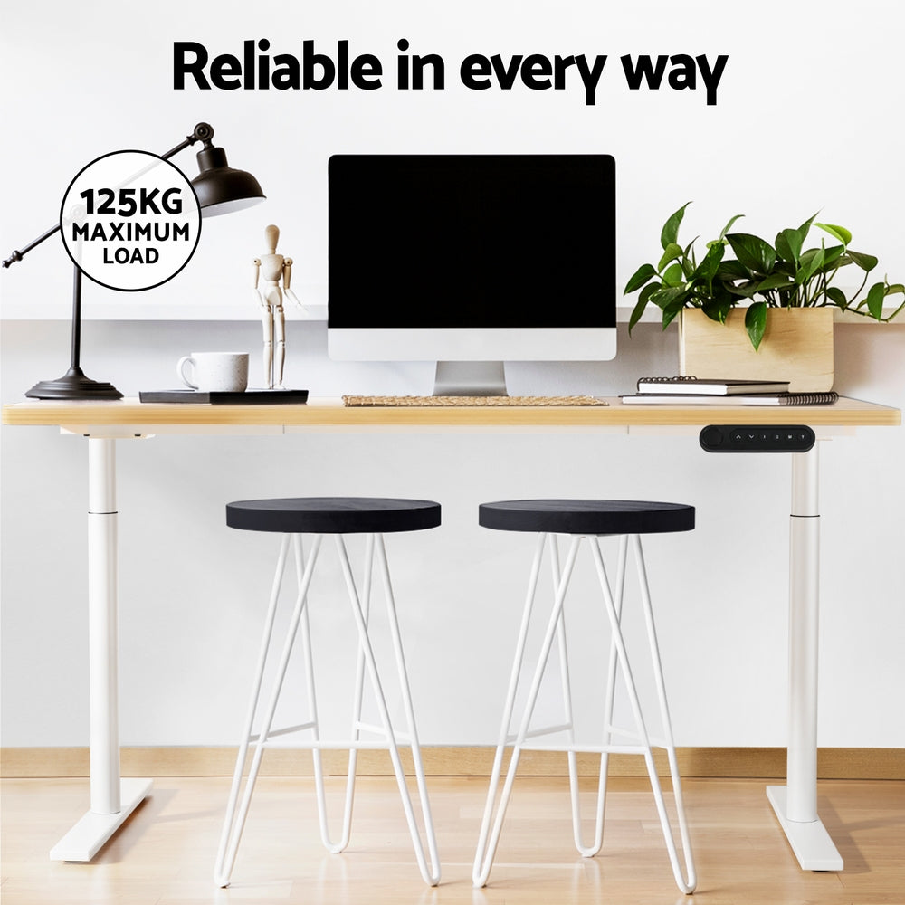 Artiss 120CM Motorised Standing Desk Dual Motor White Oak