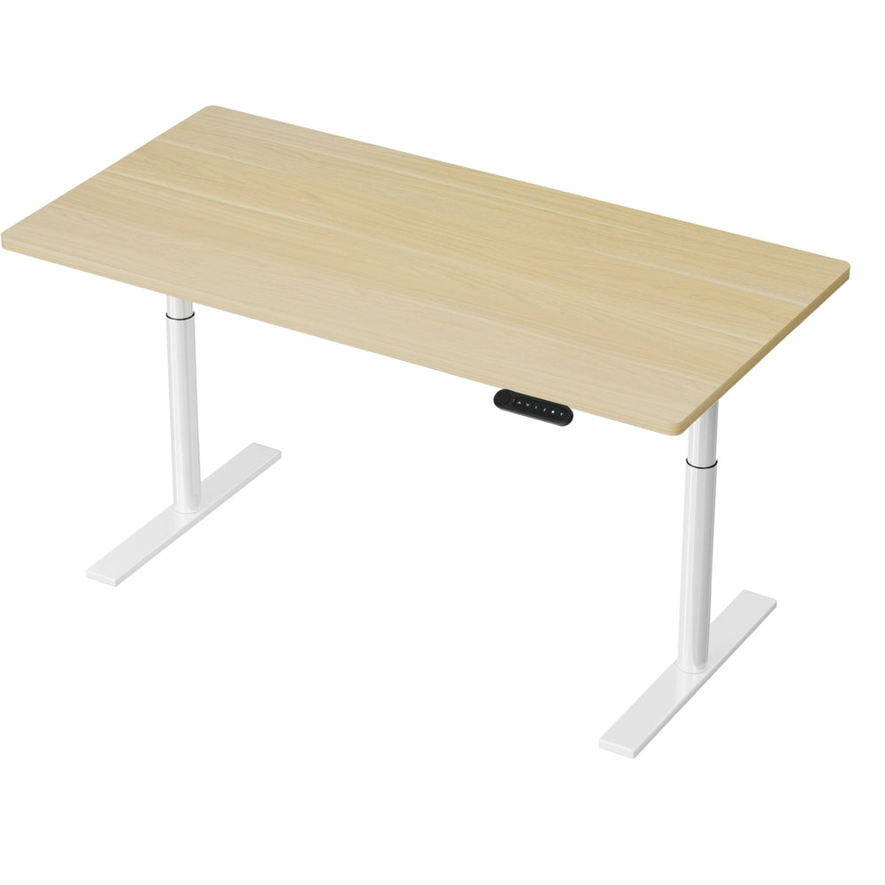 Artiss 140cm Motorised Standing Desk Dual Motor White Oak