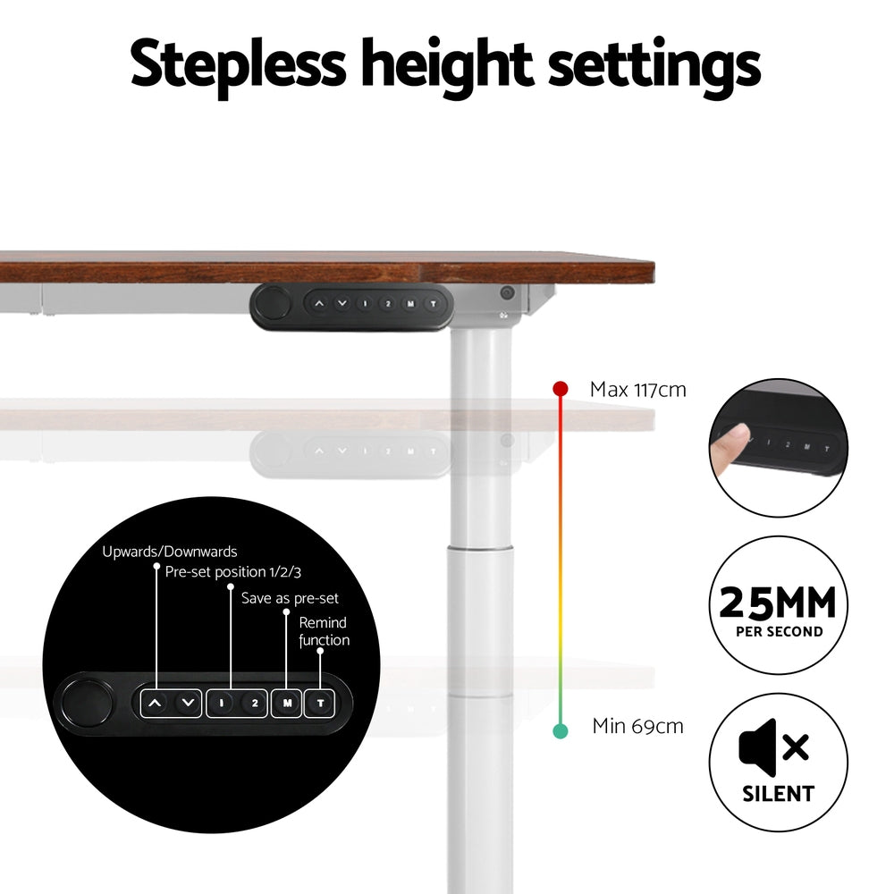 Artiss 120cm Motorised Standing Desk Dual Motor Rustic Brown