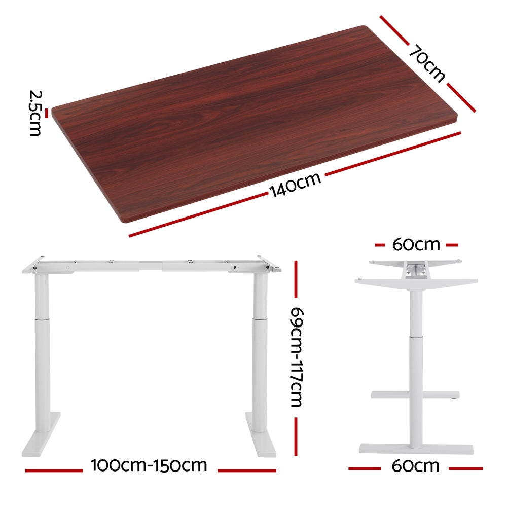 Artiss 140CM Dual Motor Electric Standing Desk Walnut