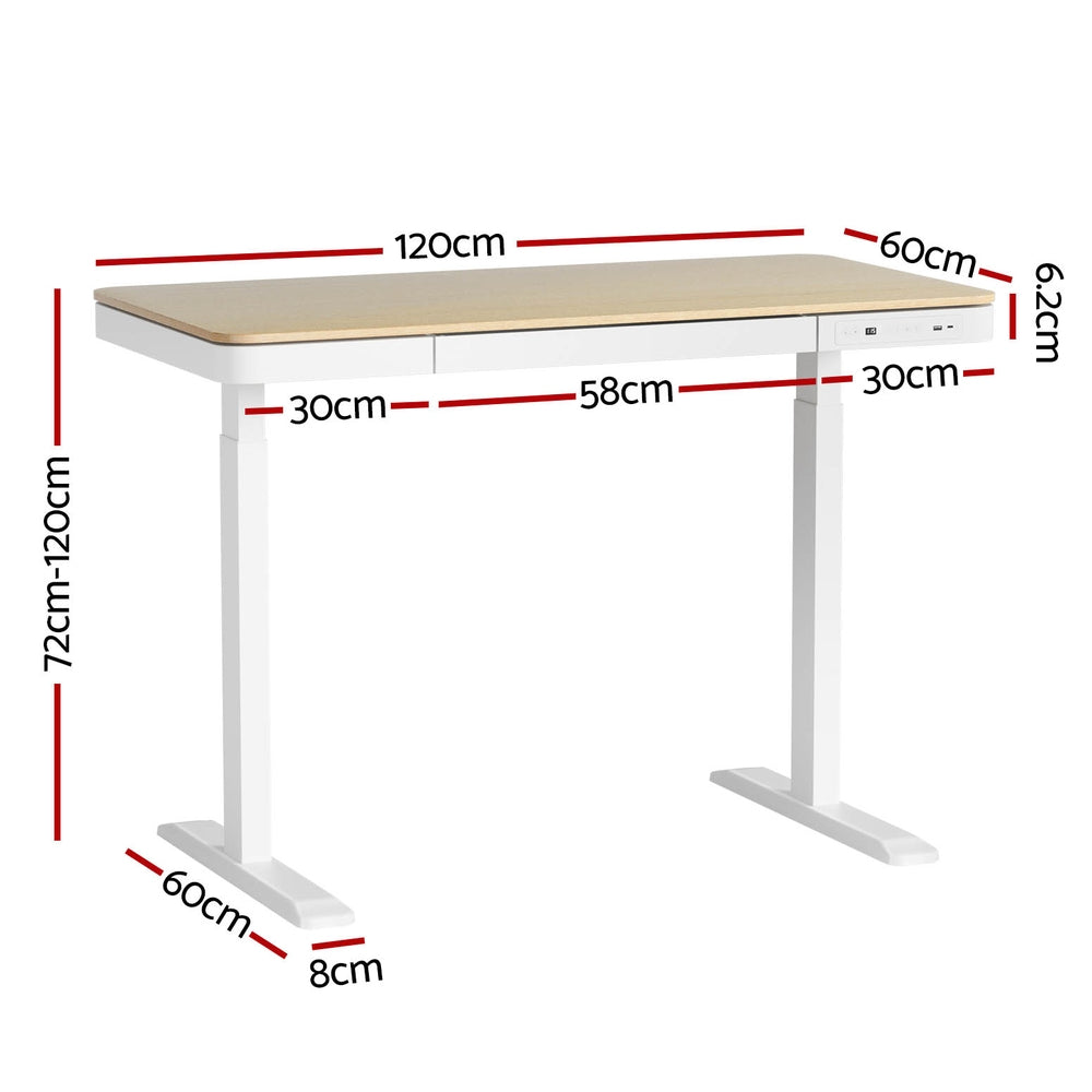 Artiss 120CM Electric Standing Desk Dual Motor Oak