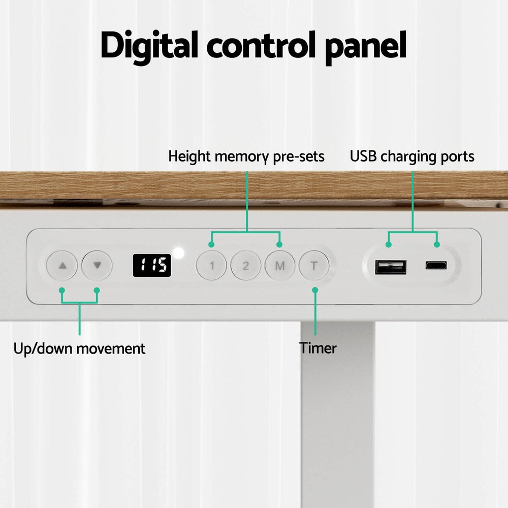 Artiss 120CM Electric Standing Desk Dual Motor Oak