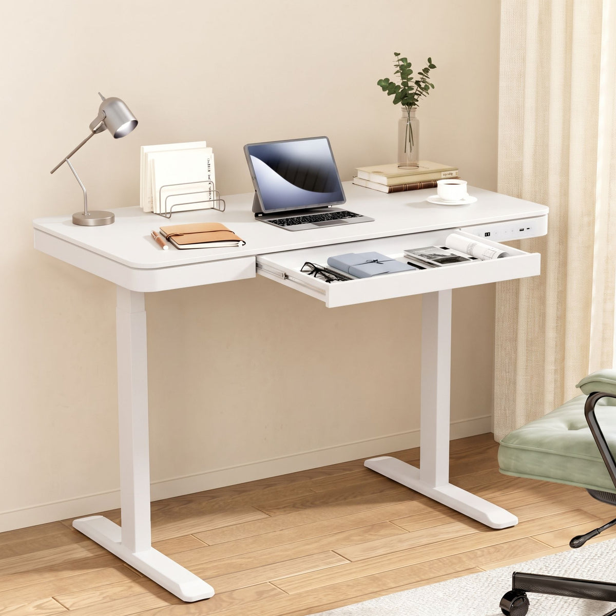 Artiss Motorised Standing Desk with Drawer 120CM White