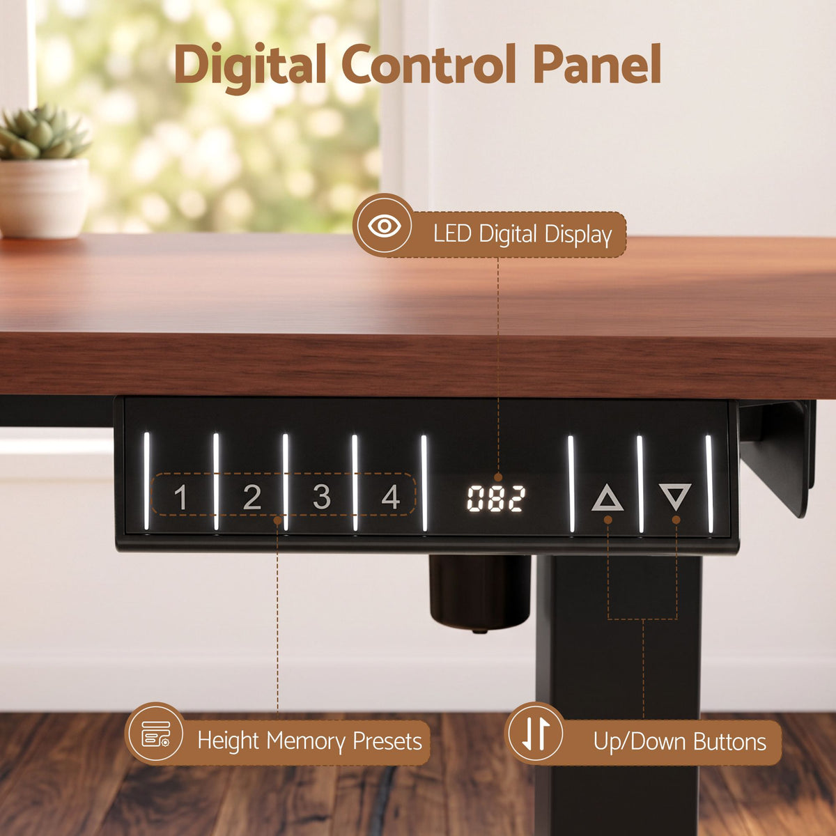 Artiss Electric Standing Desk Height Adjustable Table 120cm Walnut Black