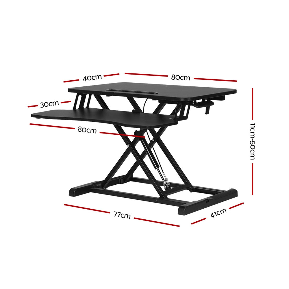 Artiss 80cm Adjustable Standing Desk Riser Black