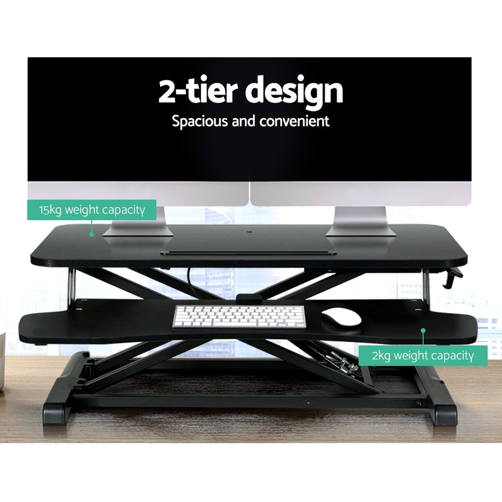 Artiss 80cm Adjustable Standing Desk Riser Black