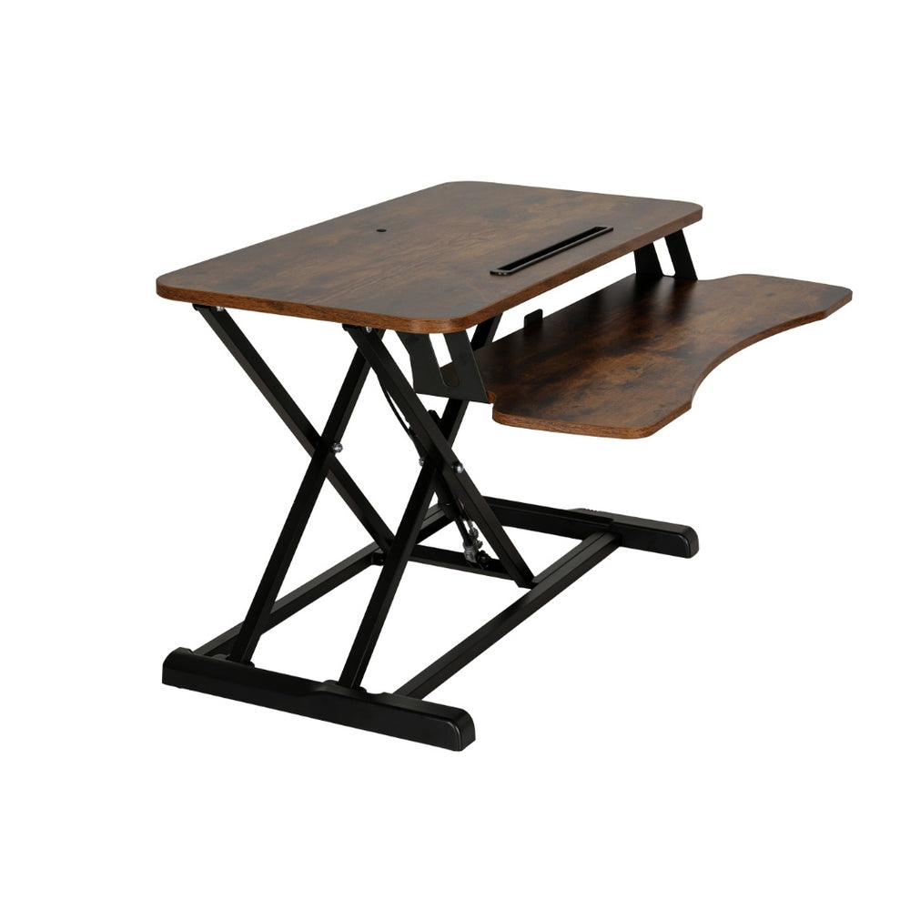 Artiss 80CM Desk Riser Height Adjustable Rustic Brown