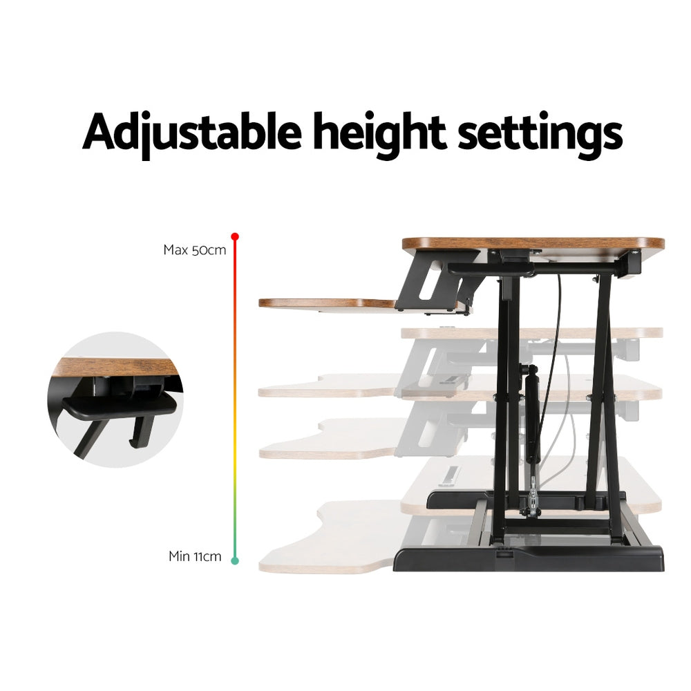 Artiss 80CM Desk Riser Height Adjustable Rustic Brown