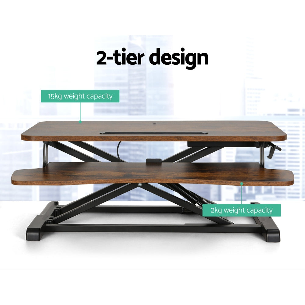 Artiss 80CM Desk Riser Height Adjustable Rustic Brown