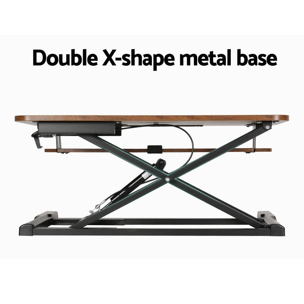Artiss 80CM Desk Riser Height Adjustable Rustic Brown