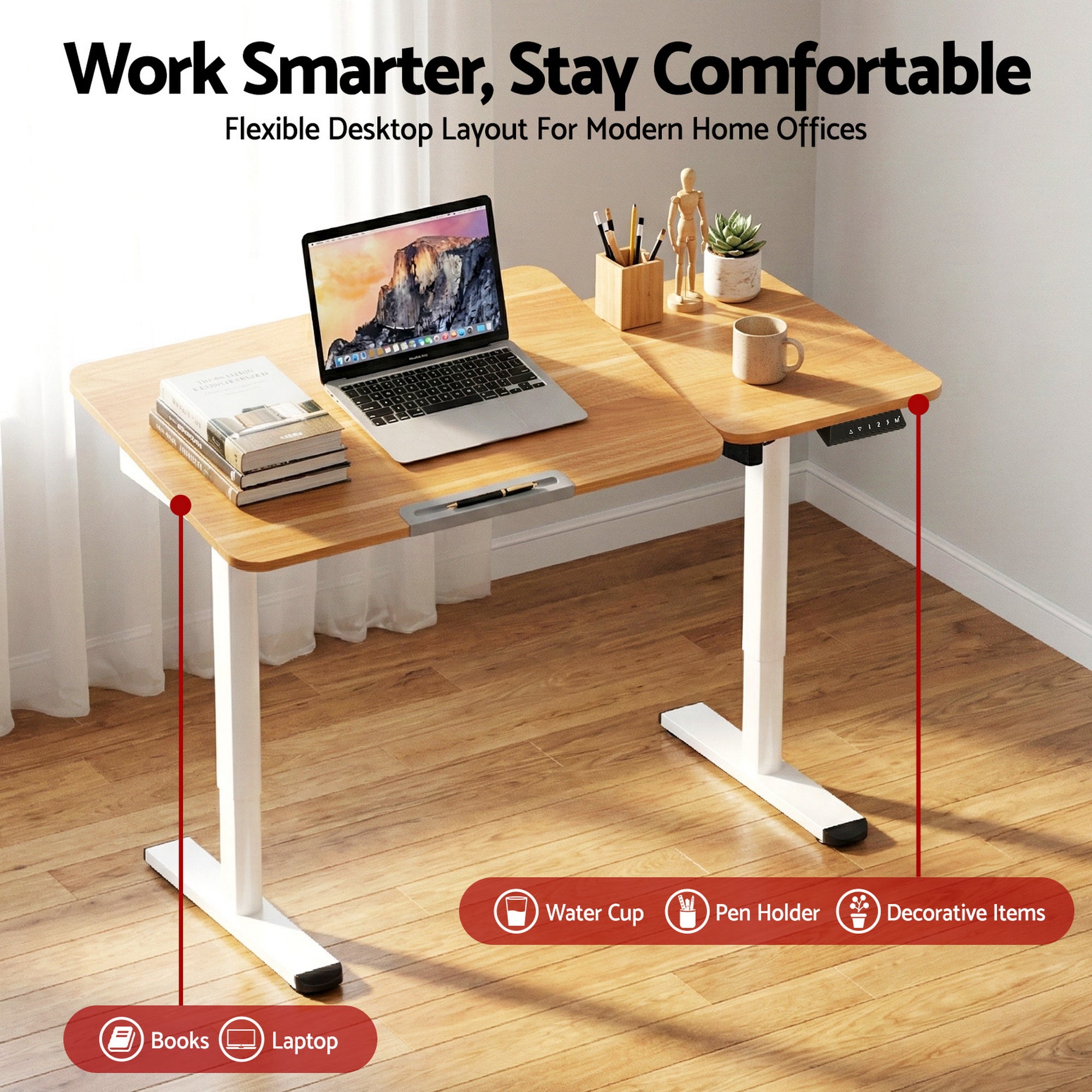 Artiss Electric Standing Desk Height Adjustable Sit Stand Desk Tilting Top
