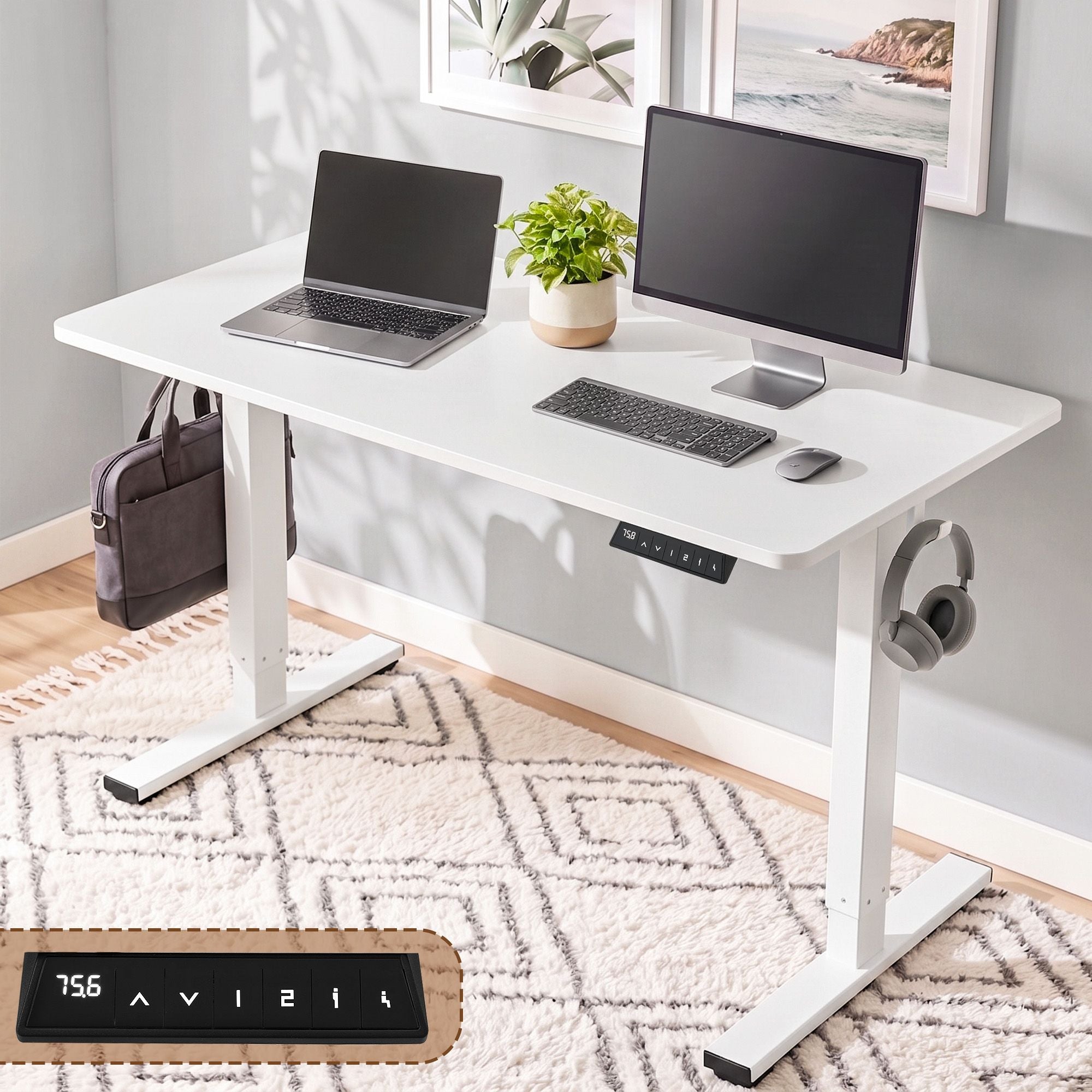 Artiss Standing Desk Electric Adjustable Ergonomic Office Table 100cm White