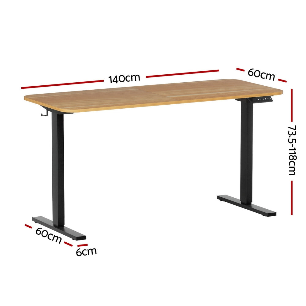 Artiss 140cm Electric Standing Desk Adjustable Height Motorised Oak Black