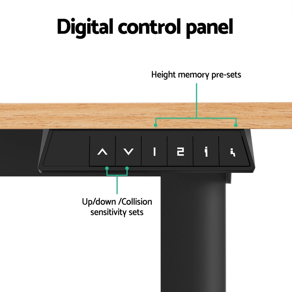 Artiss 140cm Electric Standing Desk Adjustable Height Motorised Oak Black
