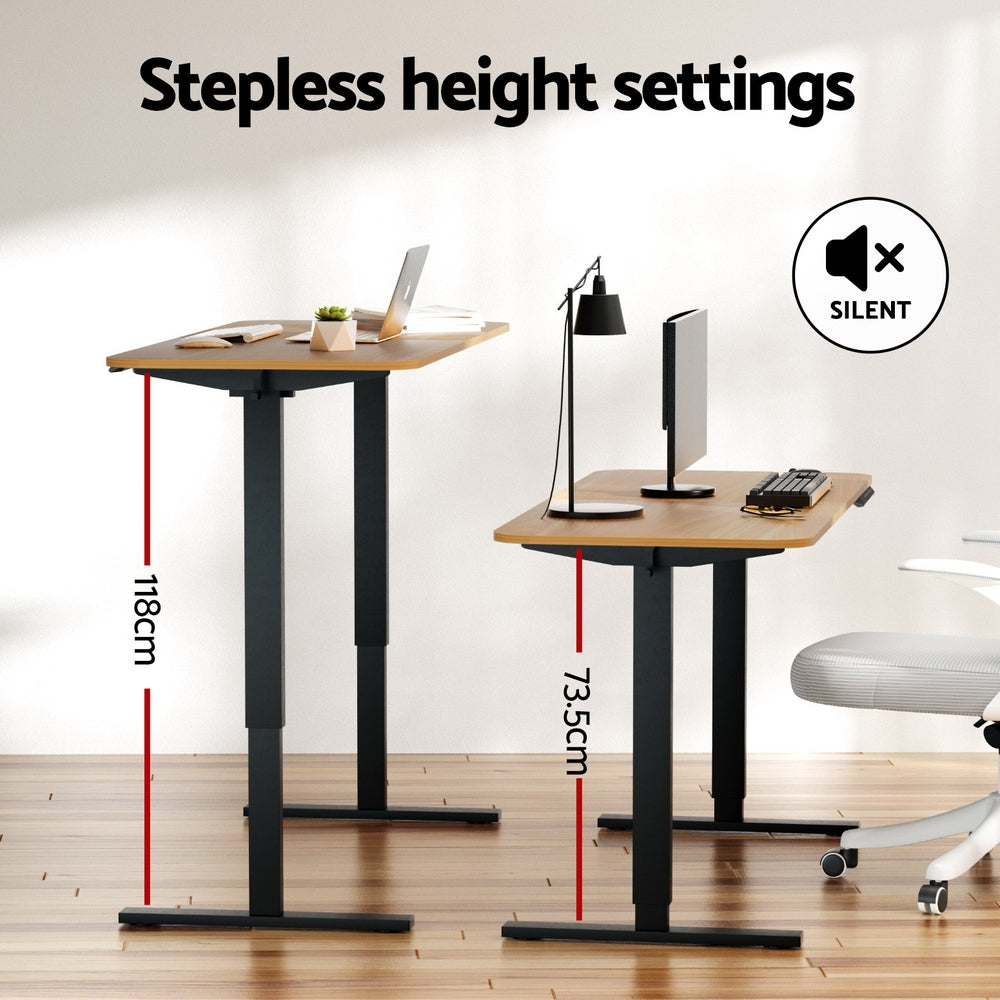 Artiss 140cm Electric Standing Desk Adjustable Height Motorised Oak Black
