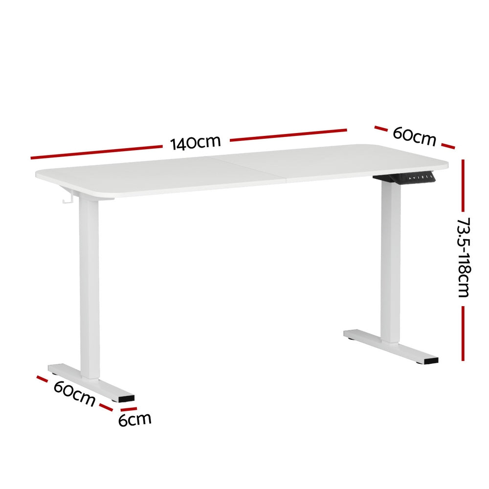 Artiss 140cm Electric Standing Desk Adjustable Height Motorised White