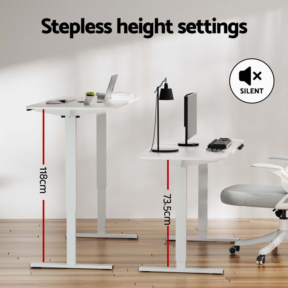 Artiss 140cm Electric Standing Desk Adjustable Height Motorised White