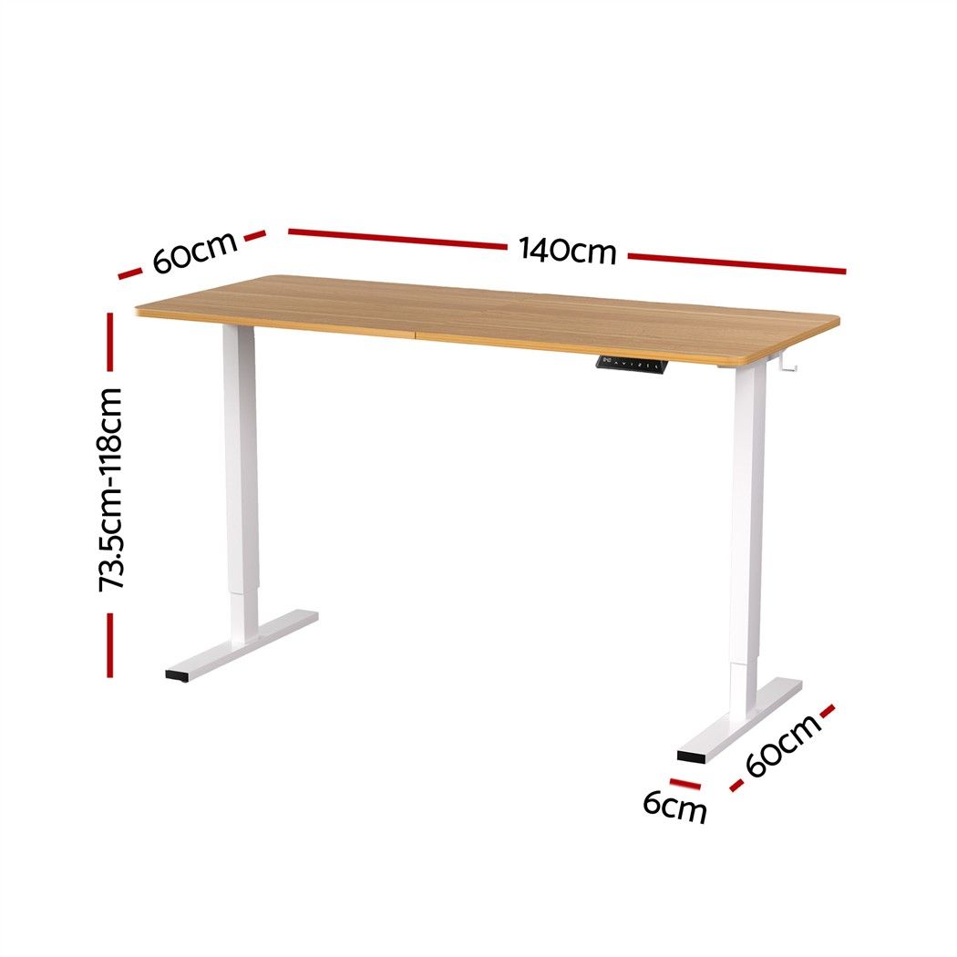 Artiss Standing Desk Height Adjustable 140cm Ergonomic Office Desk Oak