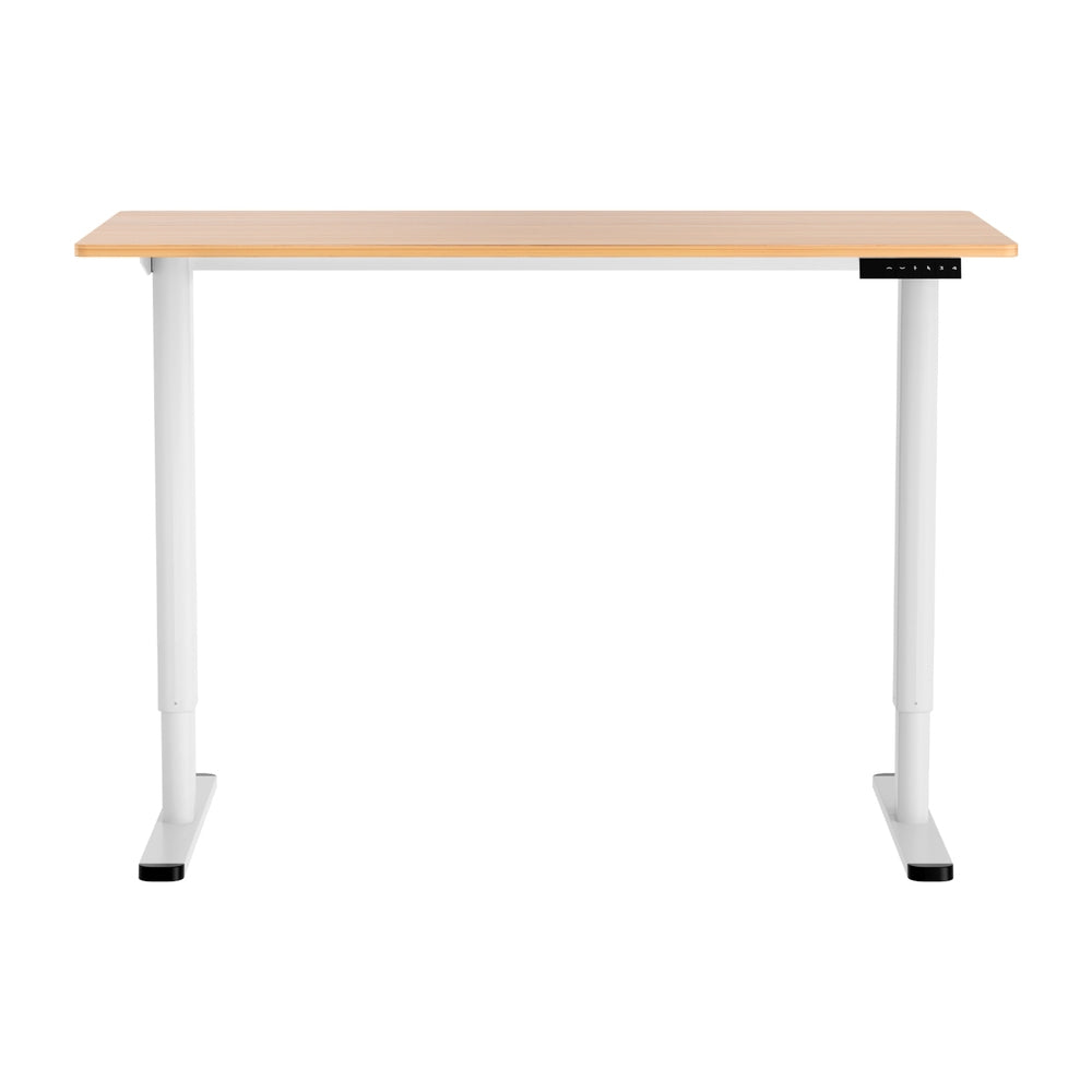 Artiss 120cm Electric Standing Desk Adjustable Home Office White/Natural Wood