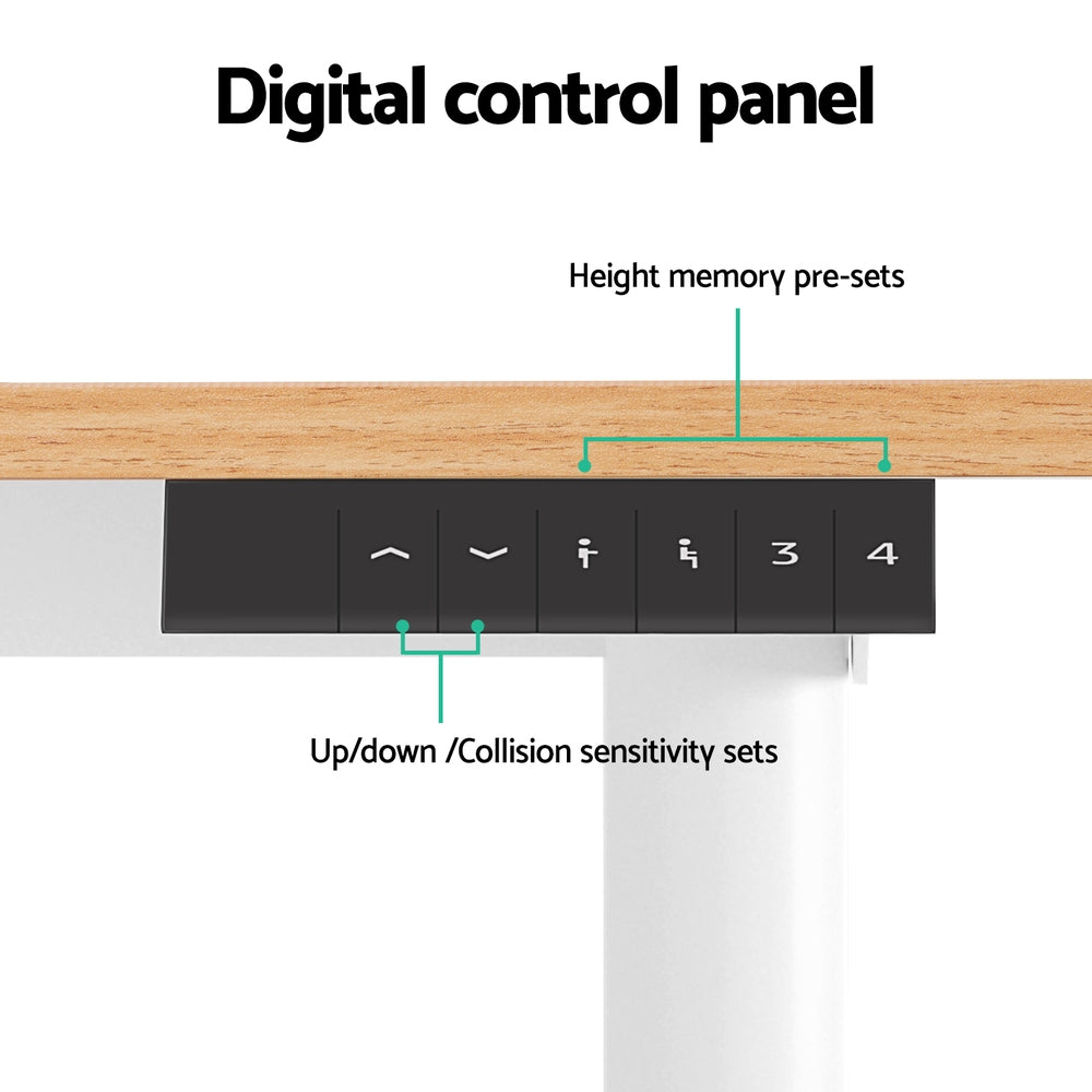 Artiss 120cm Electric Standing Desk Adjustable Home Office White/Natural Wood