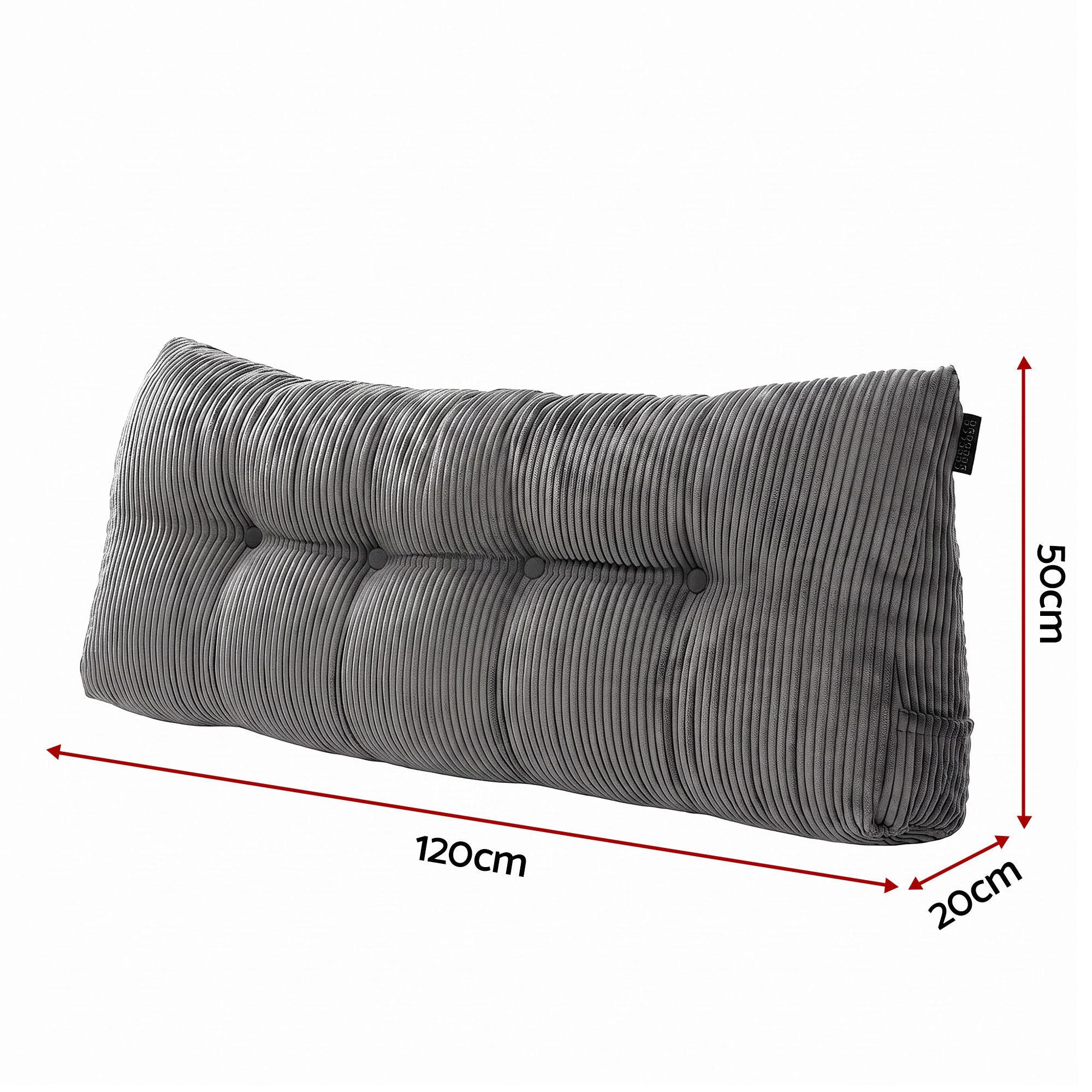 Giselle Headboard Pillow for Sitting in Bed, Upgraded Shredded Foam Reading Wedge Cushion for Lumbar Support, 320g Corduroy Backrest with Side Pockets for Dorm Daybed, Double