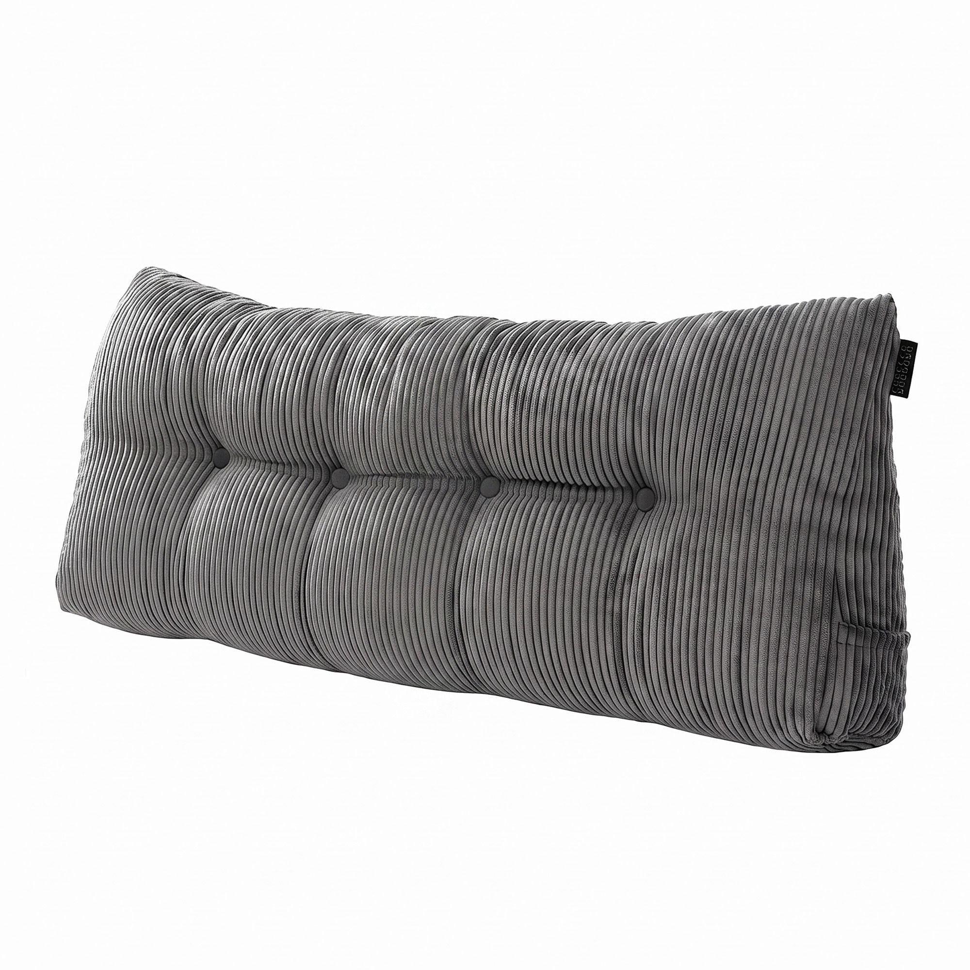 Giselle Headboard Pillow for Sitting in Bed, Upgraded Shredded Foam Reading Wedge Cushion for Lumbar Support, 320g Corduroy Backrest with Side Pockets for Dorm Daybed, Double