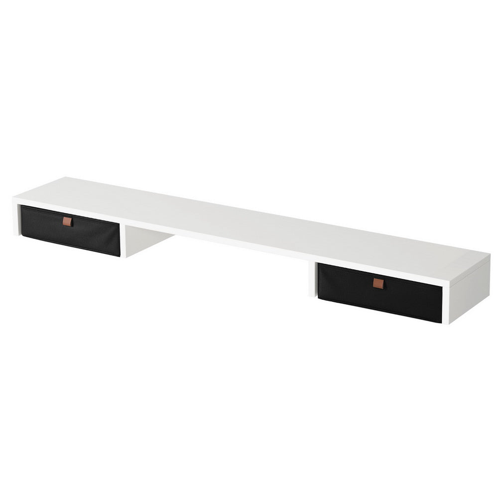 Removable Desk Shelf with Fabric Drawer, White, 120cm - Artiss