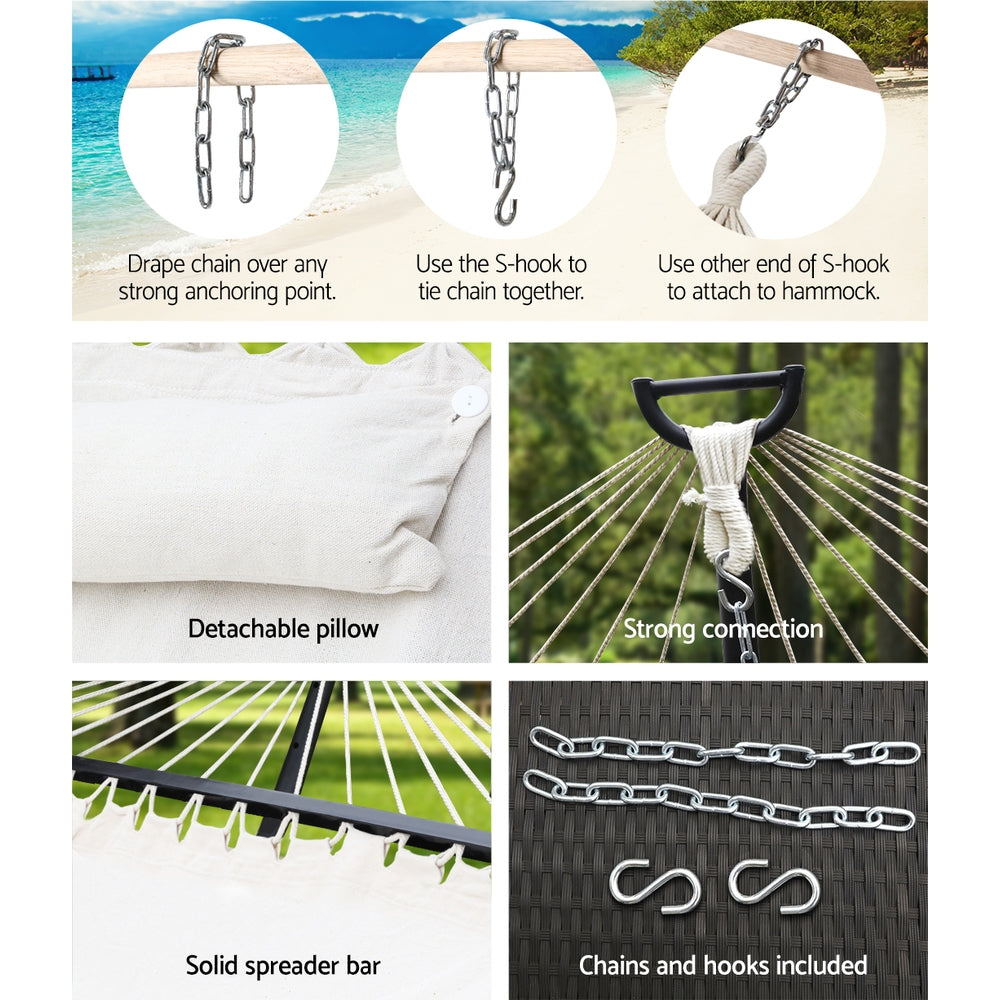 Gardeon 2-Person Hammock Bed Portable Outdoor Camping Chair with Pillow