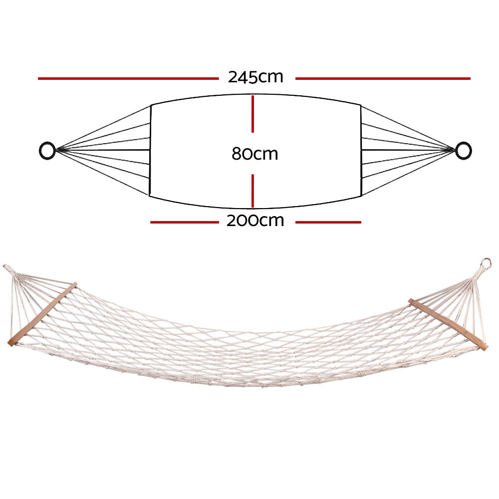 Gardeon Outdoor Hammock Bed Cream Cotton Rope