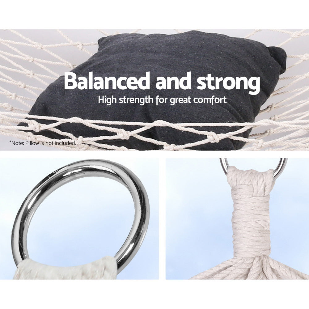 Gardeon Outdoor Hammock Bed Cream Cotton Rope