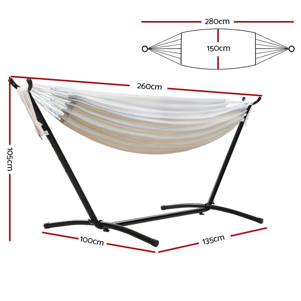 Gardeon Single Hammock Chair Cotton Cream with Adjustable Stand