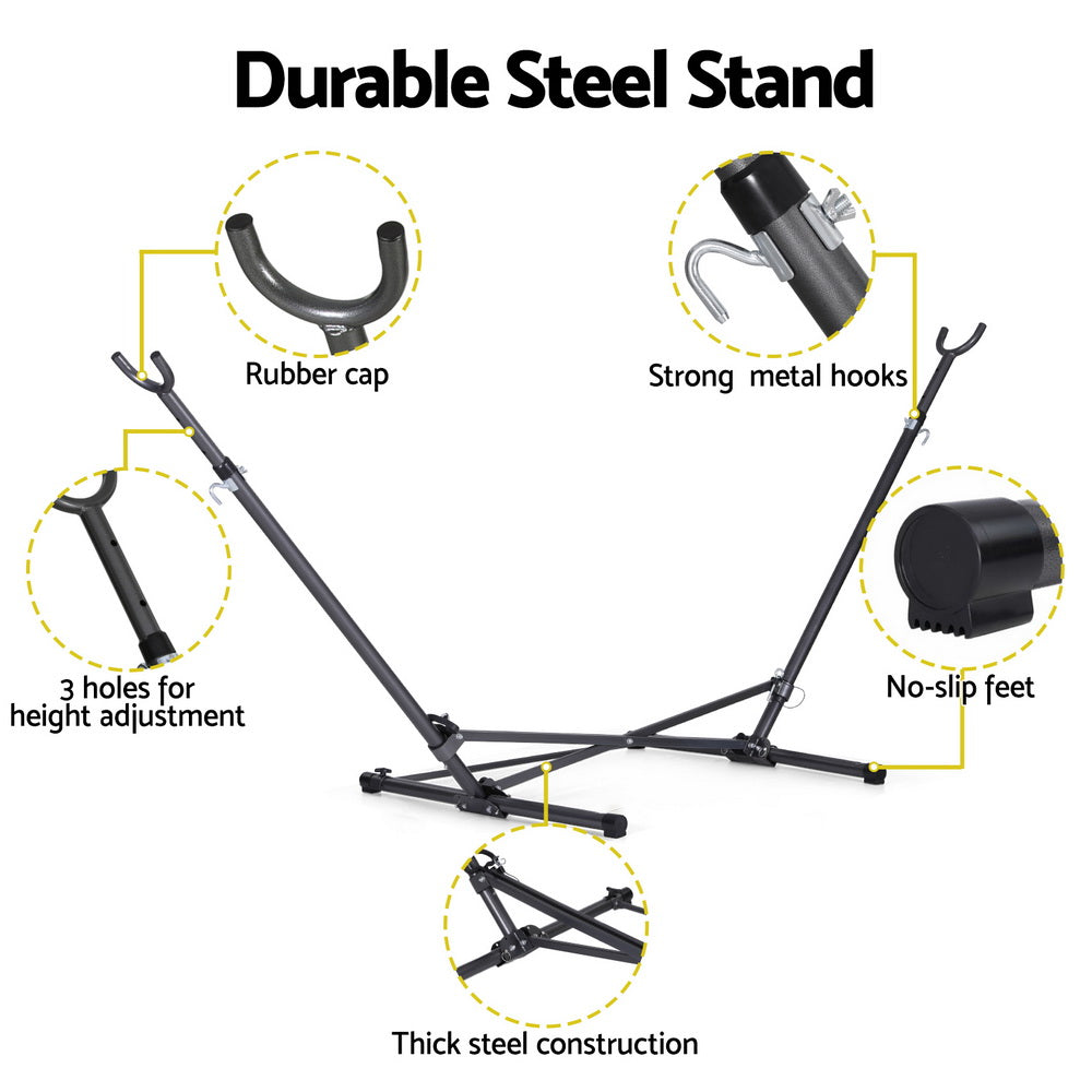 Gardeon Adjustable Steel Hammock Bed Stand Outdoor Indoor