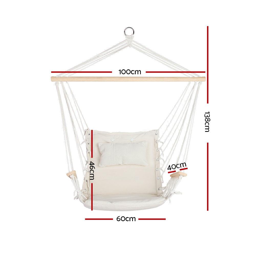 Gardeon Cream Hammock Chair with Armrests for Camping
