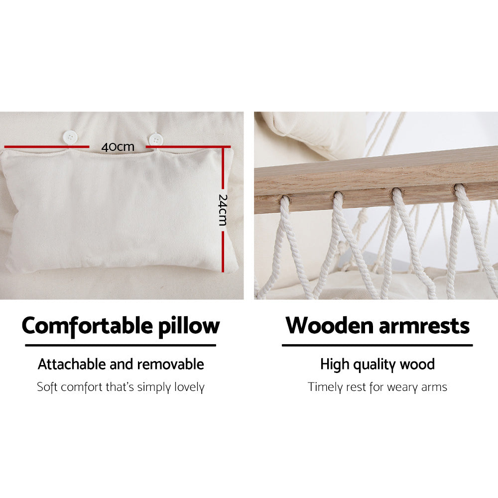 Gardeon Cream Hammock Chair with Armrests for Camping