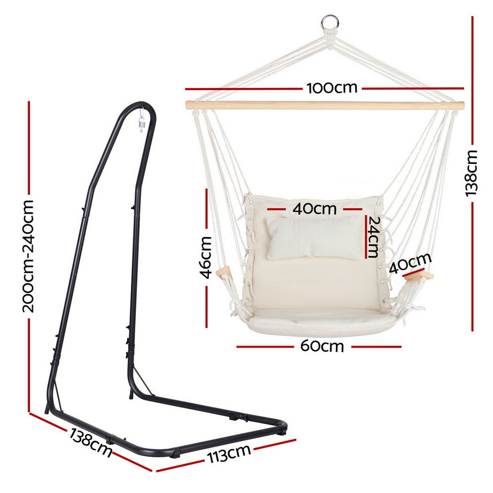 Gardeon Hammock Chair Set Heavy Duty Steel Stand Indoor Outdoor