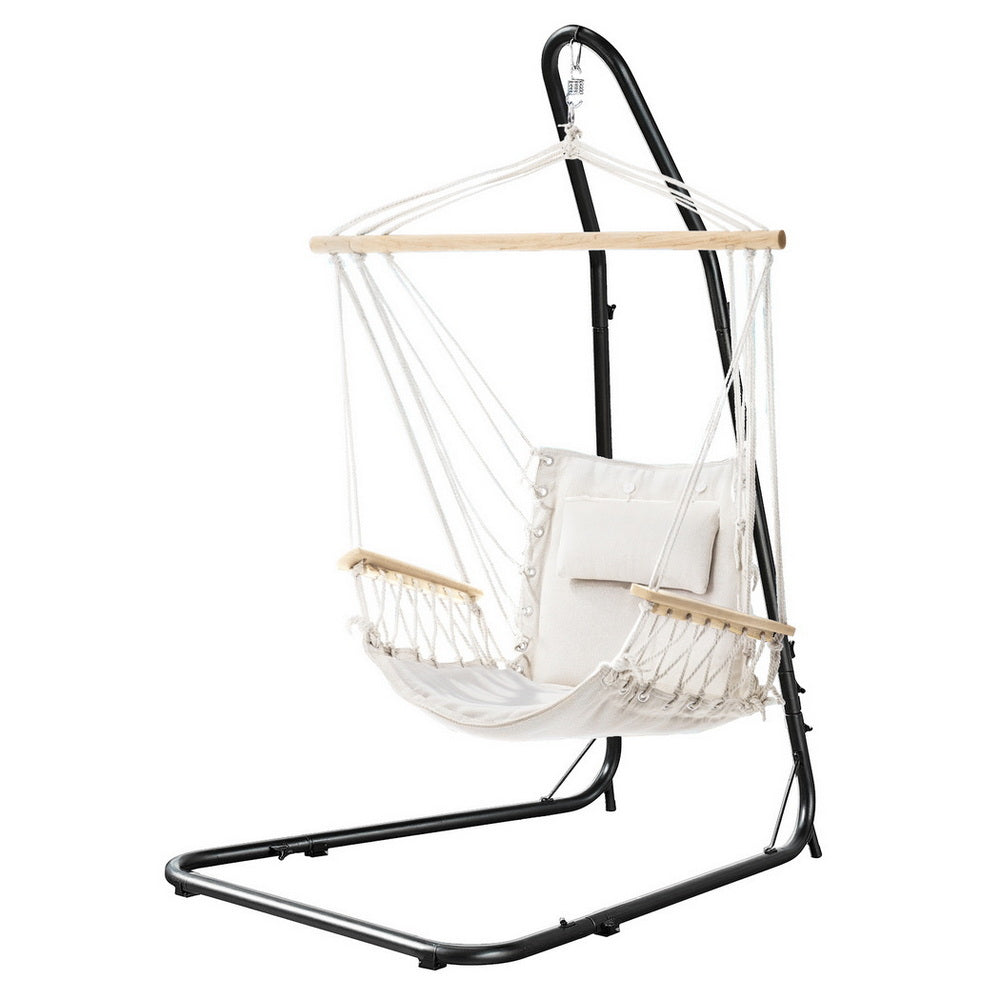 Gardeon Hammock Chair Set Heavy Duty Steel Stand Indoor Outdoor