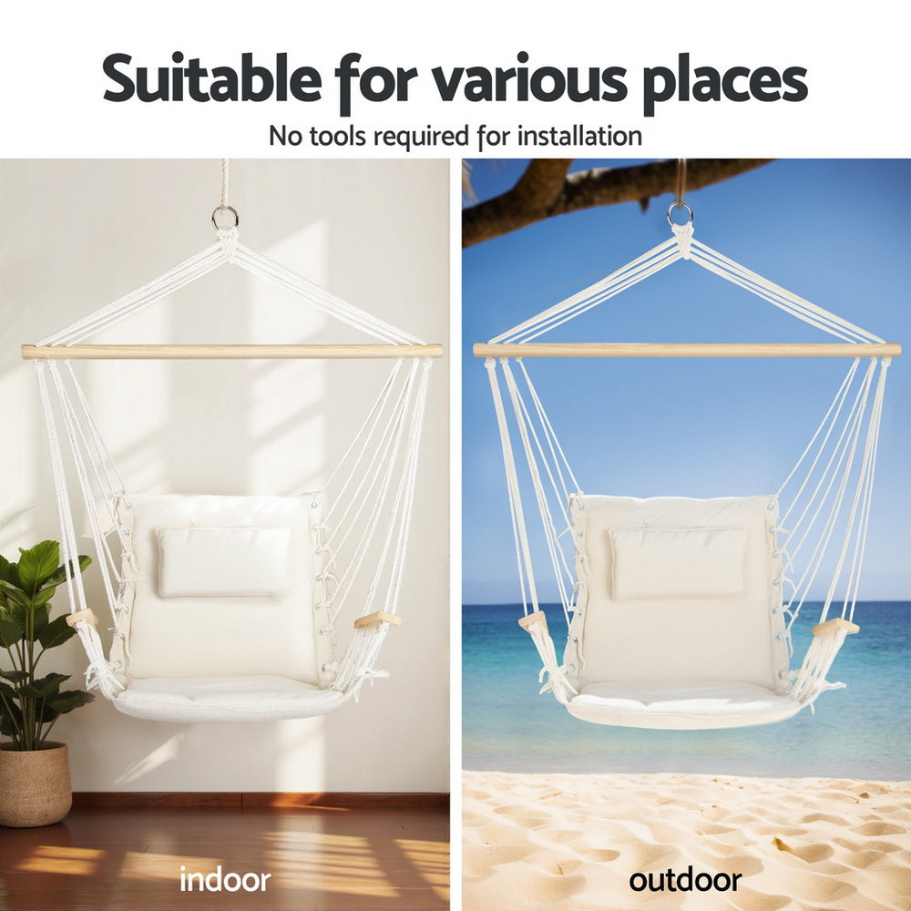 Gardeon Hammock Chair Set Heavy Duty Steel Stand Indoor Outdoor