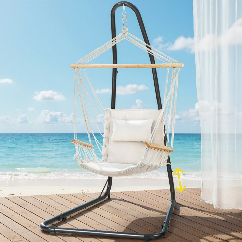 Gardeon Hammock Chair Set Heavy Duty Steel Stand Indoor Outdoor
