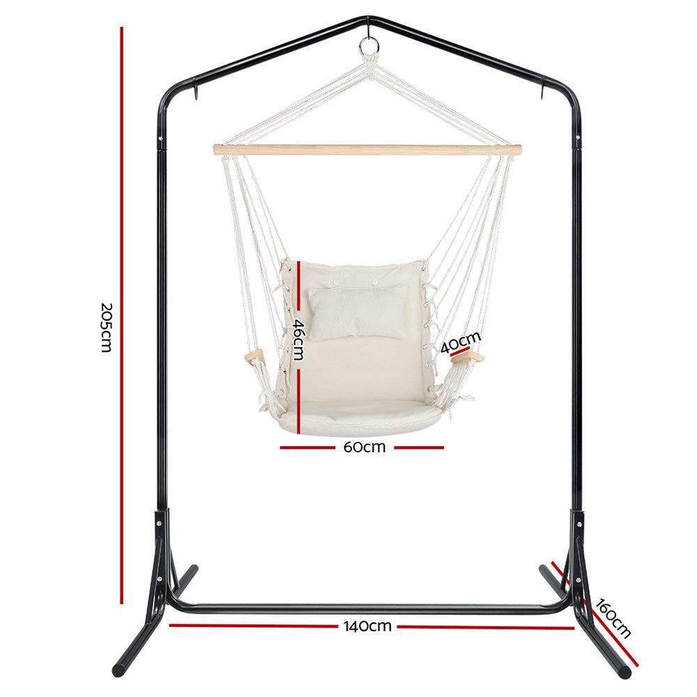 Gardeon Outdoor Hammock Chair Swing with Stand Cream