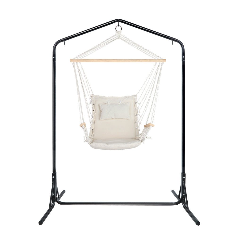 Gardeon Outdoor Hammock Chair Swing with Stand Cream