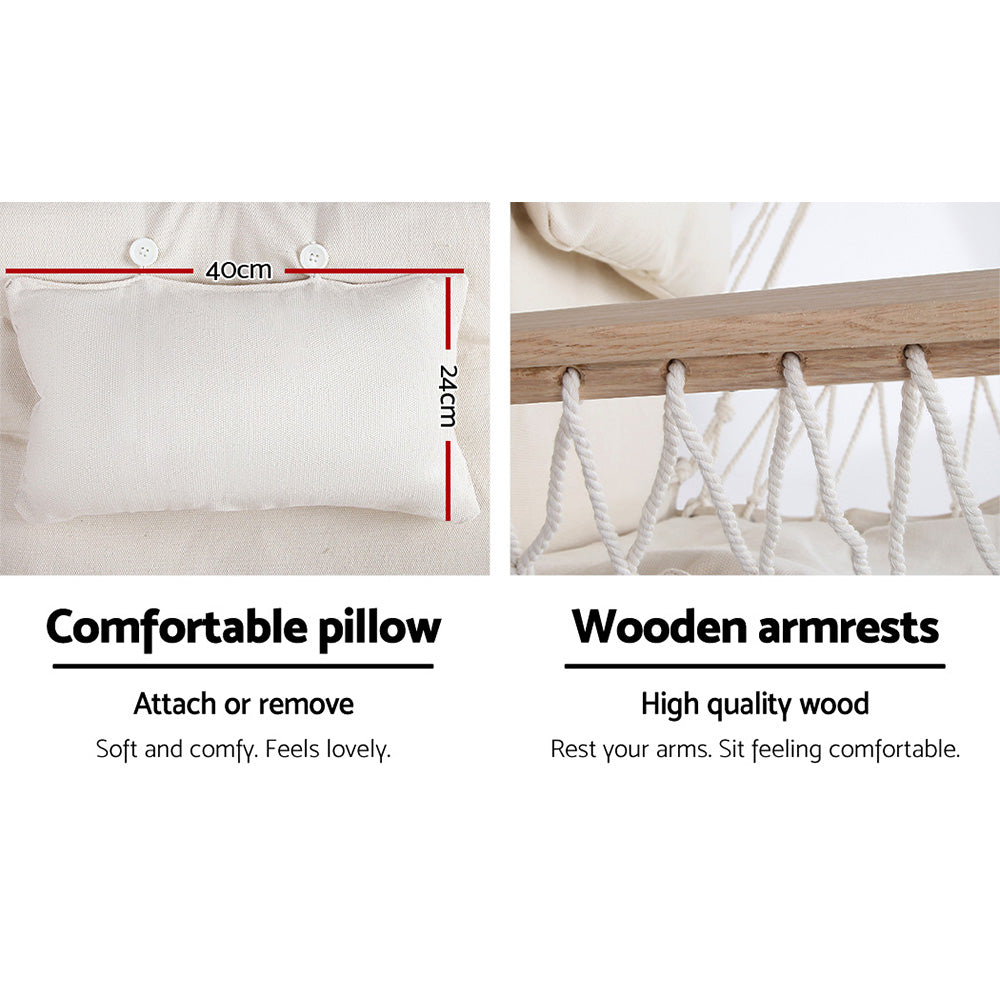 Gardeon Outdoor Hammock Chair Swing with Stand Cream
