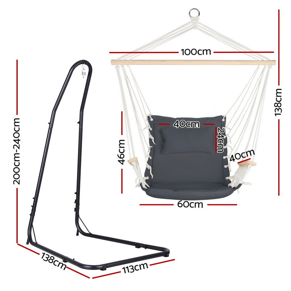 Gardeon Hammock Chair with Adjustable Steel Stand Indoor Outdoor