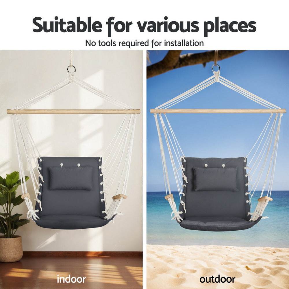 Gardeon Hammock Chair with Adjustable Steel Stand Indoor Outdoor