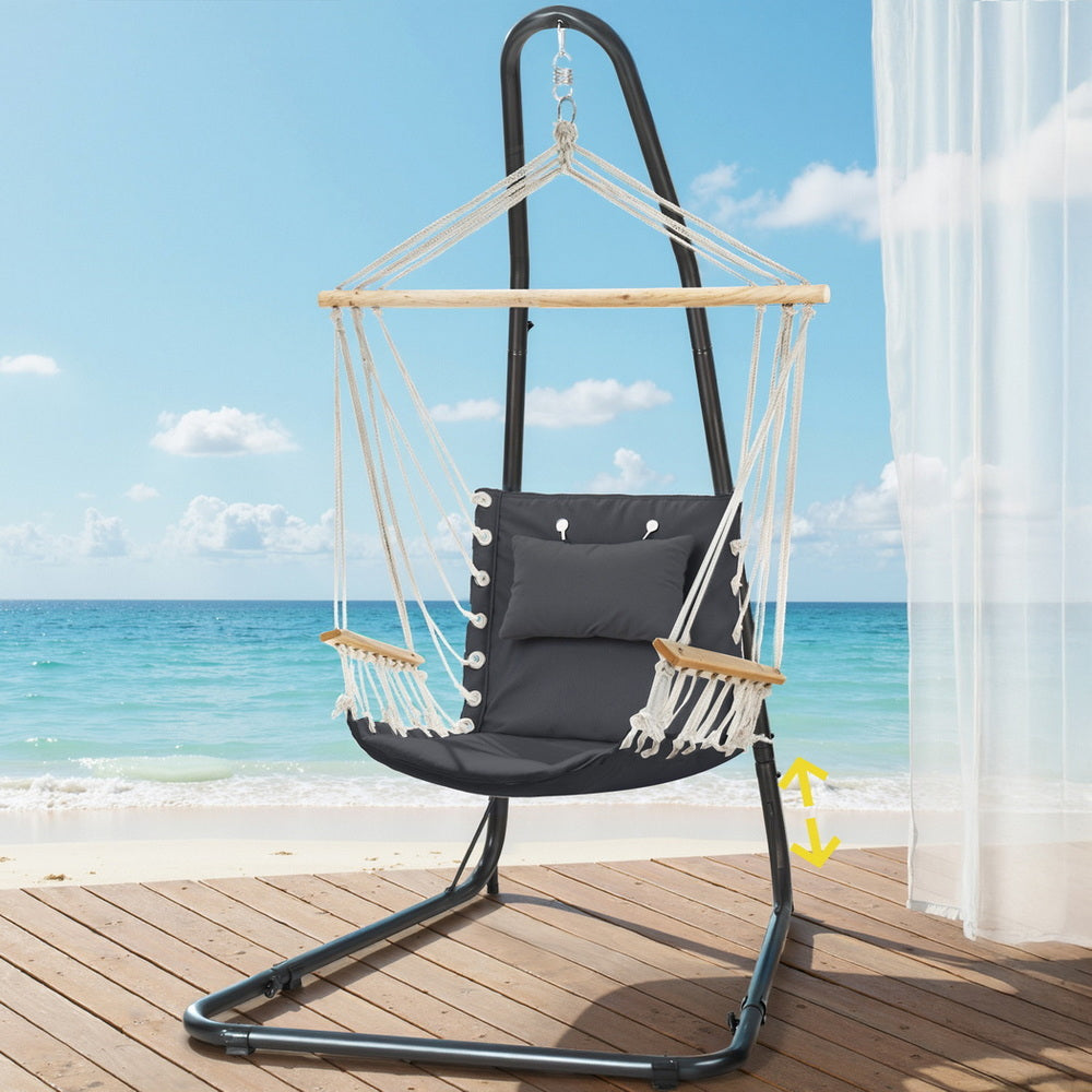 Gardeon Hammock Chair with Adjustable Steel Stand Indoor Outdoor
