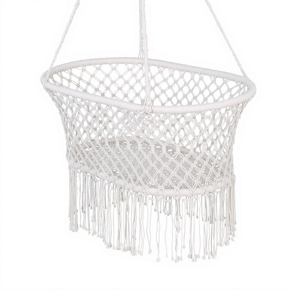 Gardeon Cotton Hammock Chair Cream Indoor Outdoor Swing
