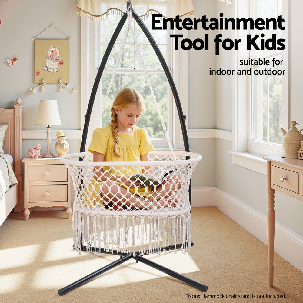 Gardeon Cotton Hammock Chair Cream Indoor Outdoor Swing